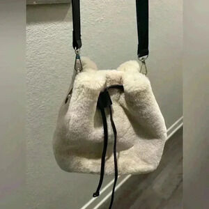 House of Harlow 1960 by REVOLVE cream & black faux fur and leather crossbody bag